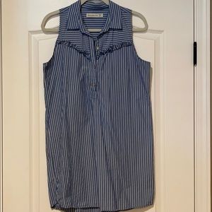 Blue dress with white stripes